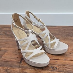 Naturalizer Metallic Champagne Strappy Platform Heels